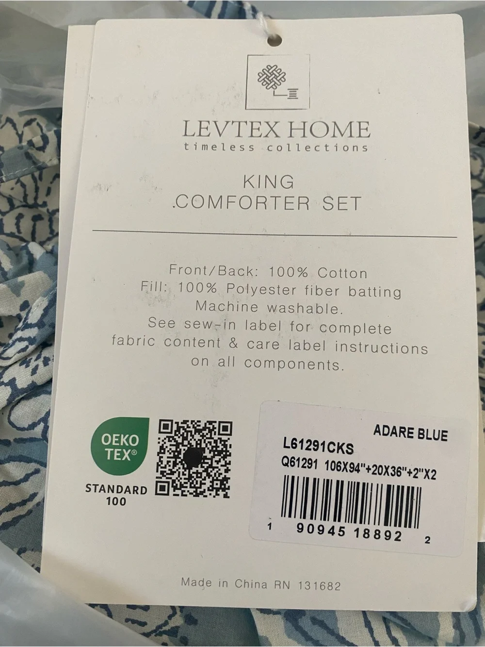 Levtex Home Adare Blue Comforter Set 3 Pc - King